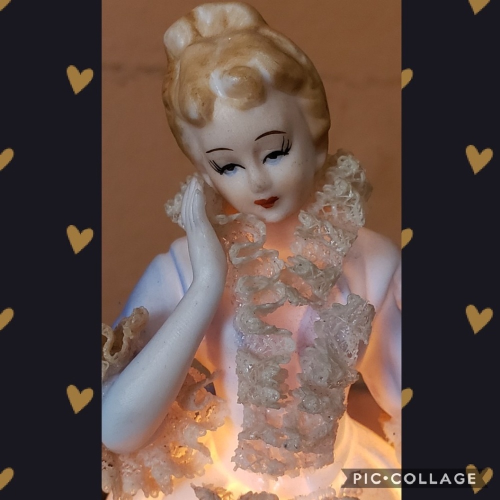 Vintage French Court lady table lamp.